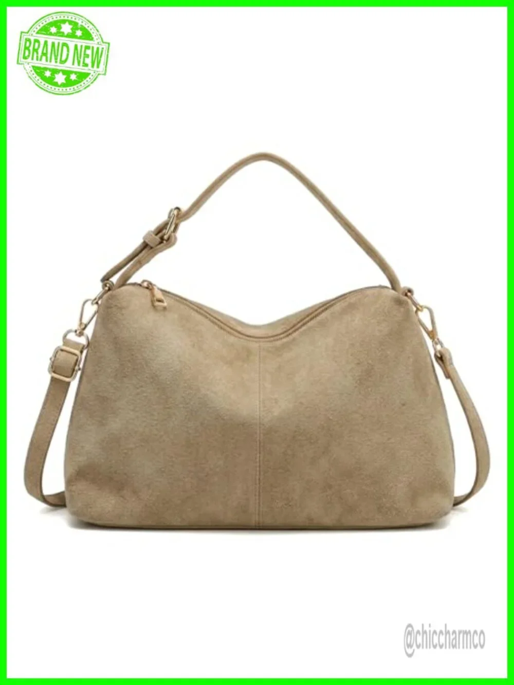 Suede Nubuck Leather Slouchy Purse Convertible Crossbody Satchel Work Bag